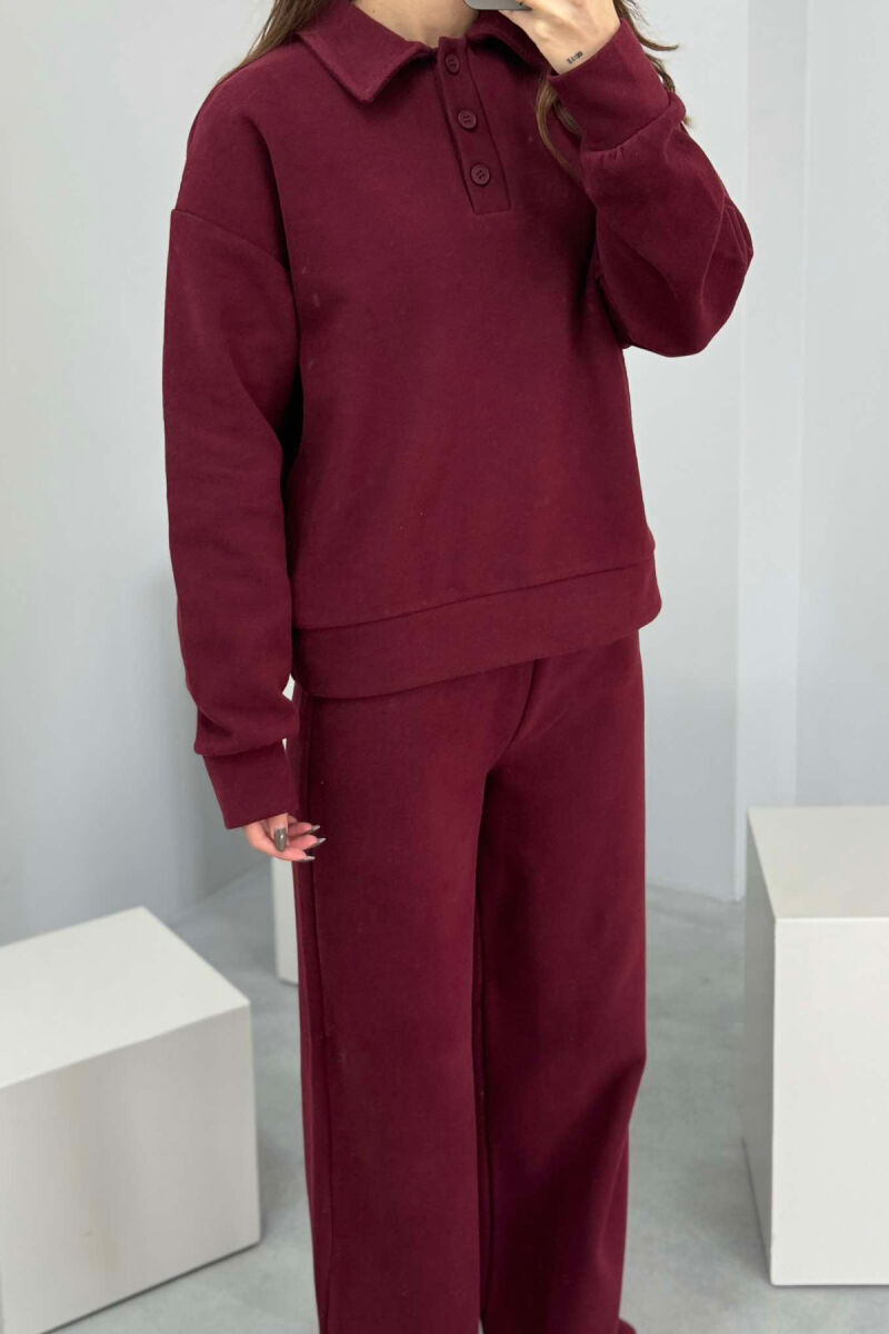 POLO NECK SWEATSHIRT+SWEATPANTS WOMEN SET BURGUNDY/VISHNJE - 3