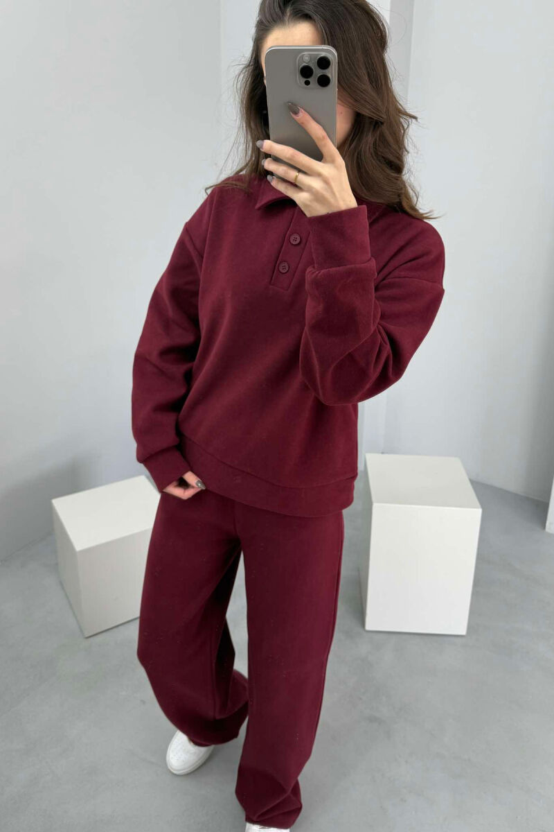 POLO NECK SWEATSHIRT+SWEATPANTS WOMEN SET BURGUNDY/VISHNJE - 4