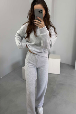 POLO NECK SWEATSHIRT+SWEATPANTS WOMEN SET LIGHT GREY/GZ 