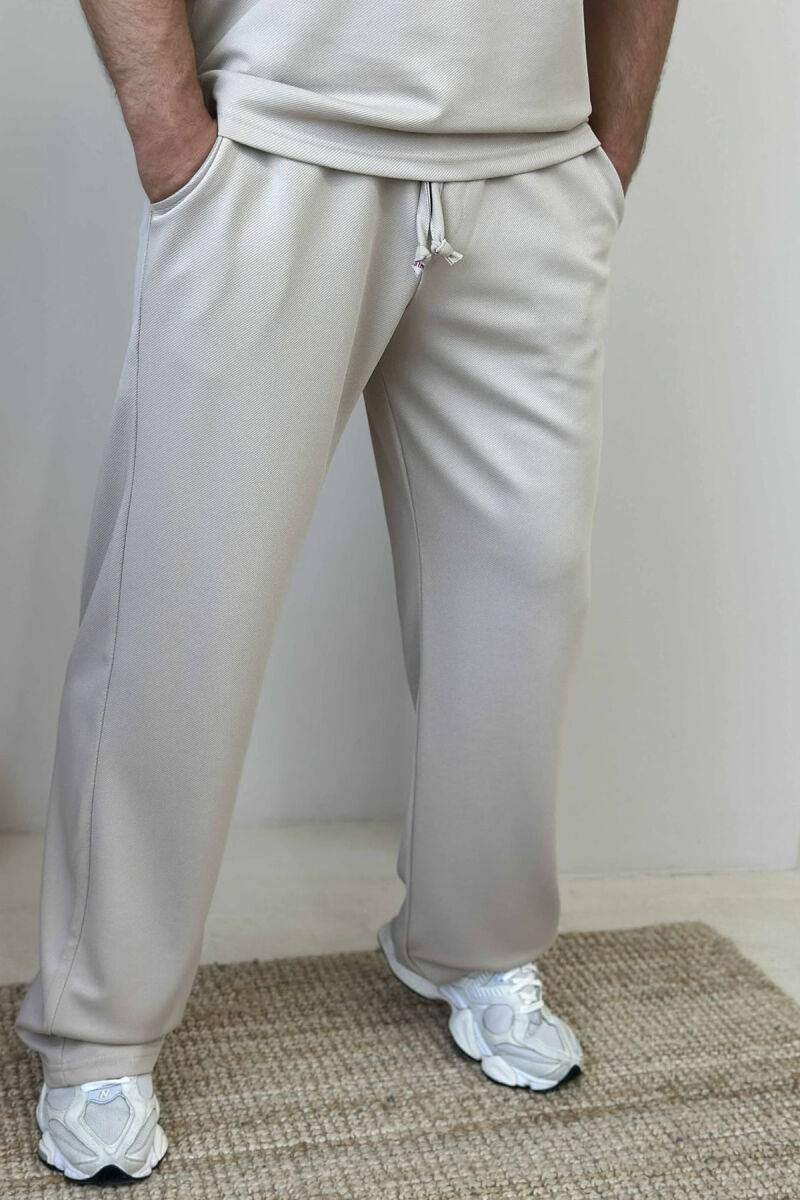 POLO NECK T-SHIRT+SWEATPANTS SIMPLE MEN SET BEIGE/BEZHE - 3