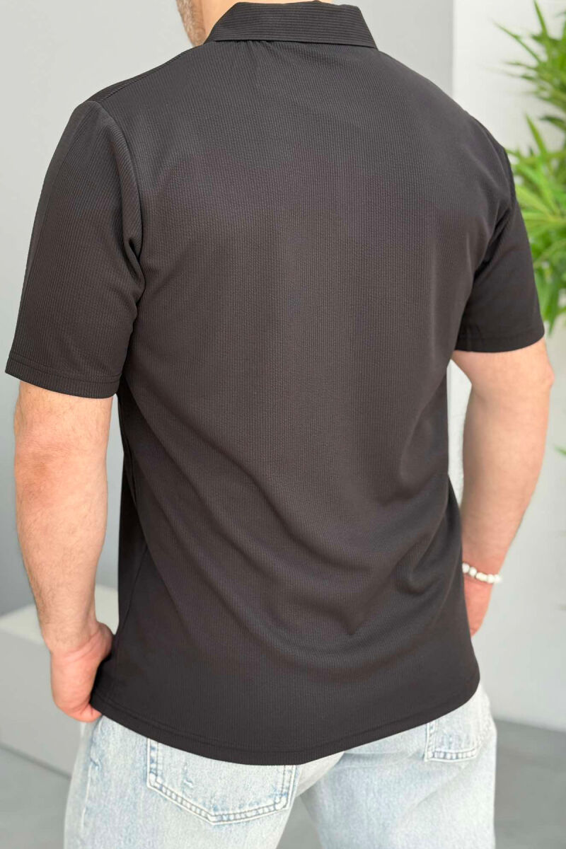 POLO NECK TEXTURED MEN T-SHIRT BLACK/ E ZEZE - 3