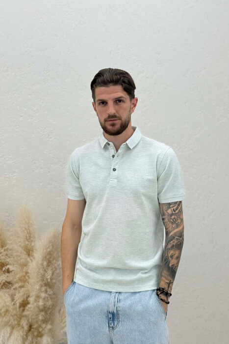 POLO NECK TEXTURED MEN T-SHIRT MINT/MENTE 