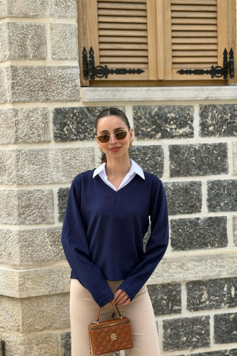 BLUZE ME JAKE POLO PER FEMRA NE NGJYRE BLU - KLAUDIO FASHION