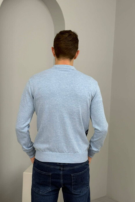 POLO NECK ZIPPER DESIGNED MEN SWEATER BLUE/BLU - 3