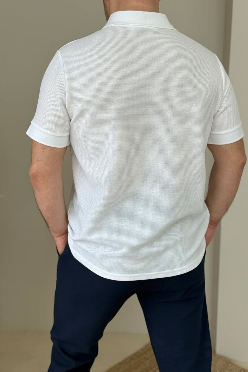 POLO NECK ZIPPER MEN T-SHIRT WHITE-E BARDHE - 4
