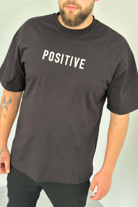 POSITIVE ONE COLOR MEN T-SHIRT BLACK/ E ZEZE - 2