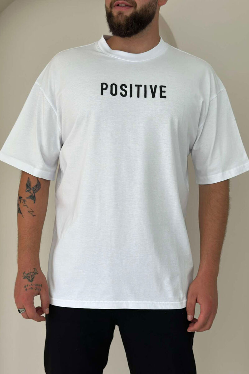 POSITIVE ONE COLOR MEN T-SHIRT WHITE-E BARDHE - 1