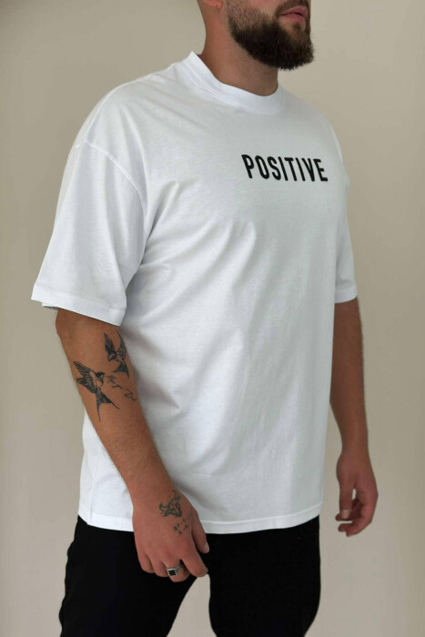 POSITIVE ONE COLOR MEN T-SHIRT WHITE-E BARDHE - 3