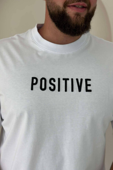 POSITIVE ONE COLOR MEN T-SHIRT WHITE-E BARDHE - 4