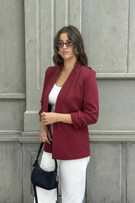 PRIMER ONE COLOR POCKET WOMAN JACKET BURGUNDY/VISHNJE - 3