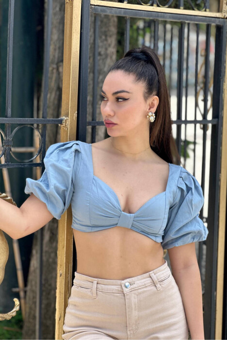 PUFFER SLEEVE WOMAN TANK TOP LIGHTBLUE/BZ - 1