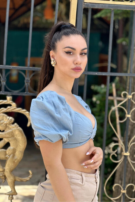 PUFFER SLEEVE WOMAN TANK TOP LIGHTBLUE/BZ - 2