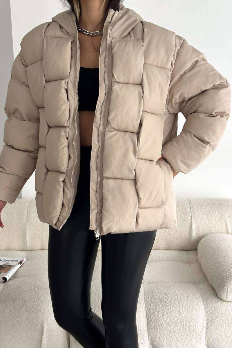 PUFFER WOMEN JACKET IN BEIGE COLOR - 7