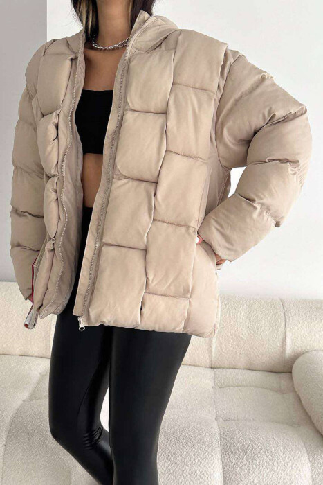 PUFFER WOMEN JACKET IN BEIGE COLOR - 8