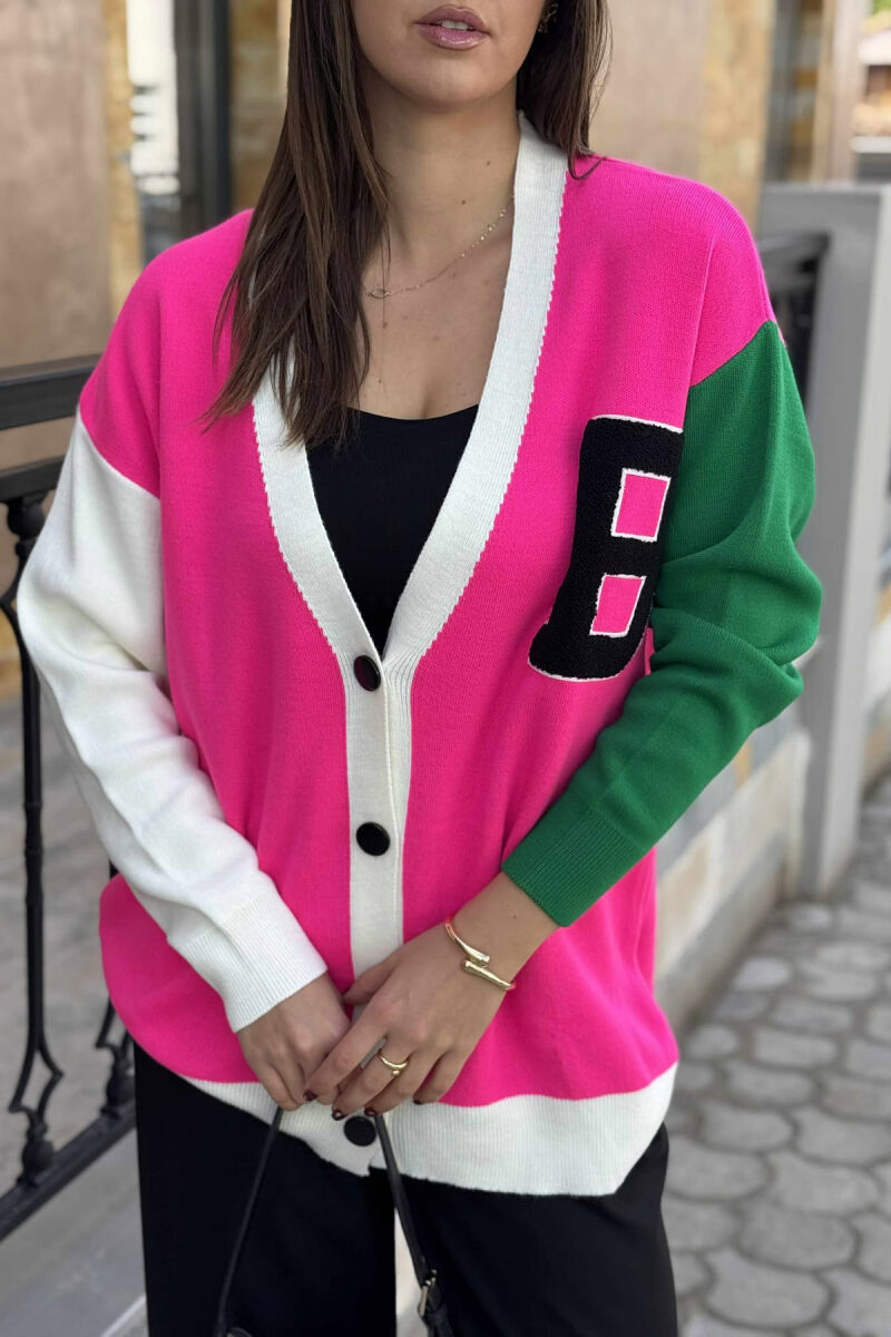 PULOVËR E THJESHTË ME SHKRONJËN B PËR FEMRA NË NGJYRË CIKLAMI - 4