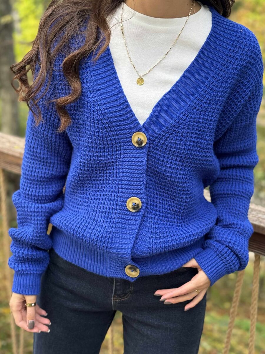 PULOVËR E THJESHTË NJË NGJYRËSHE PËR FEMRA NË NGJYRË BLU - 2