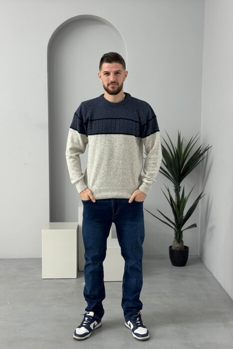 PULOVËR E THJESHTË PËR MESHKUJ NË NGJYRËN BLU - 