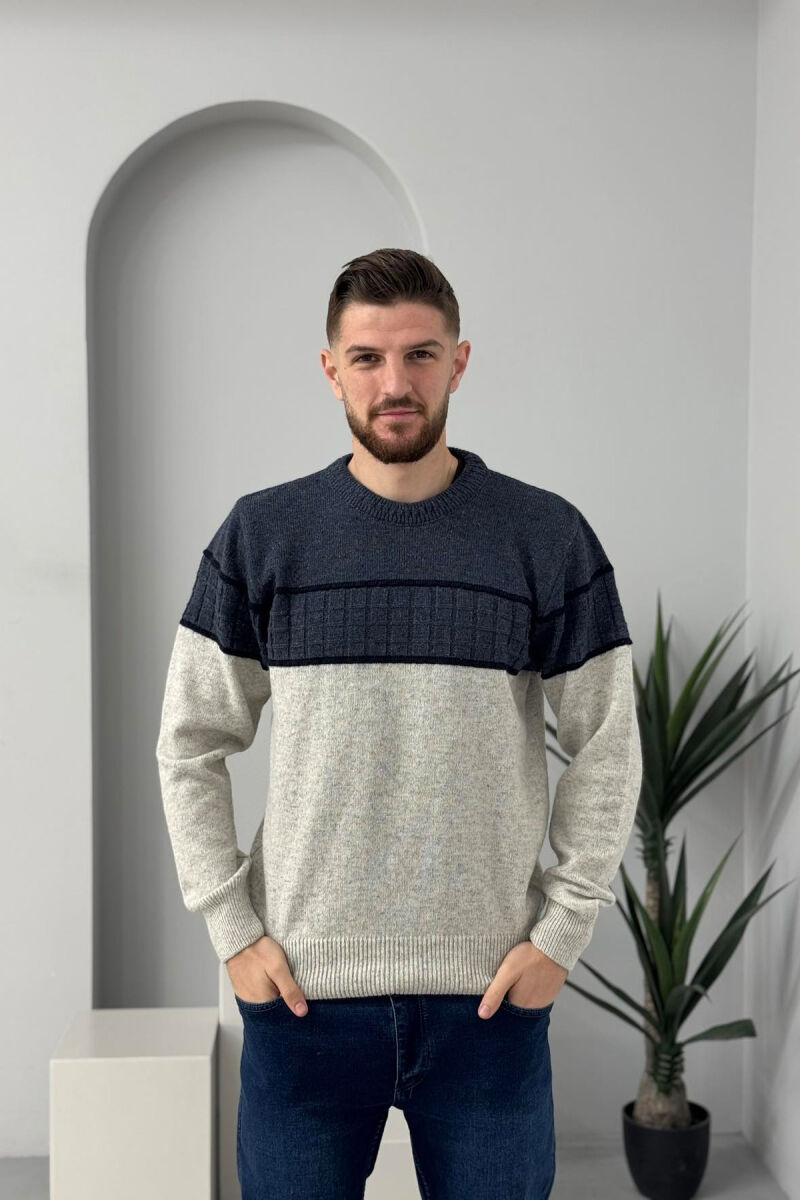 PULOVËR E THJESHTË PËR MESHKUJ NË NGJYRËN BLU - 2