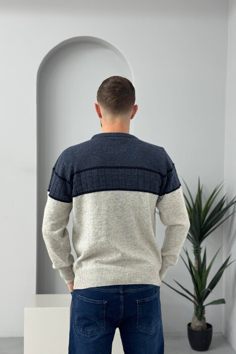 PULOVËR E THJESHTË PËR MESHKUJ NË NGJYRËN BLU - 4