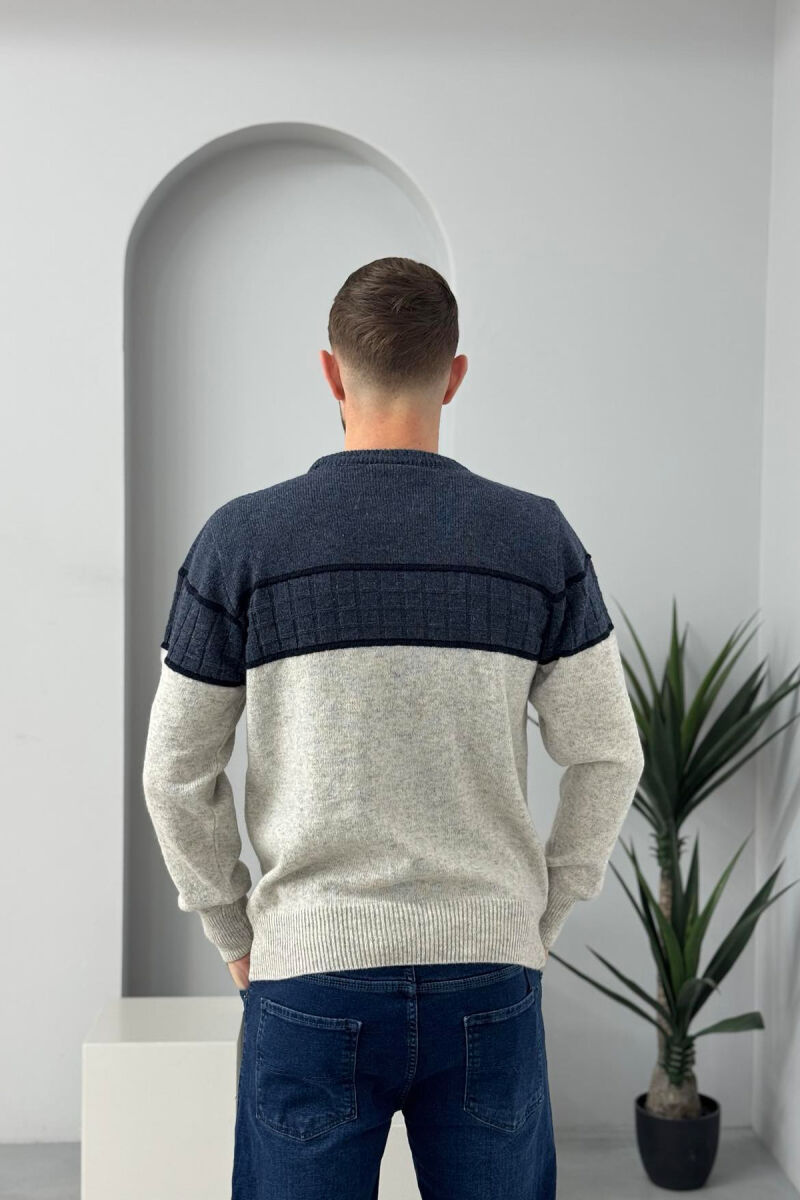 PULOVËR E THJESHTË PËR MESHKUJ NË NGJYRËN BLU - 4