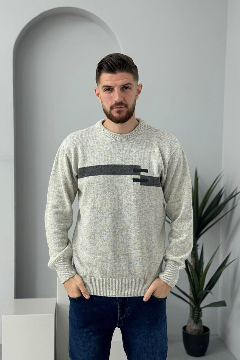 PULOVËR E THJESHTË PËR MESHKUJ NË NGJYRËN GRI E ZBARDHUR - 2