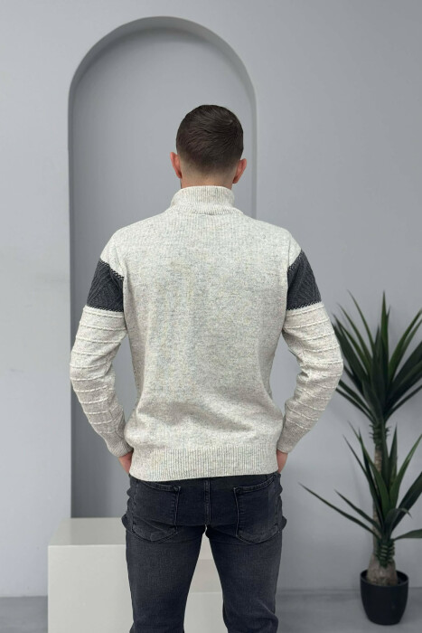 PULOVËR E THJESHTË PËR MESHKUJ NË NGJYRËN GRI E ZBARDHUR - 3