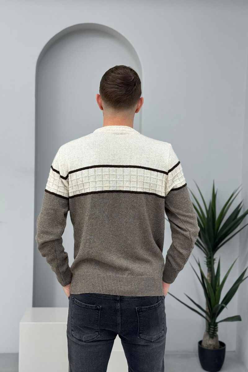 PULOVËR E THJESHTË PËR MESHKUJ NË NGJYRËN KREM - 4