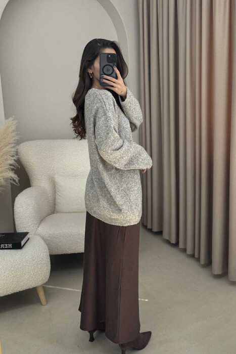 PULOVËR E THURRUR ME BUTONA PËR FEMRA NË NGJYRË GRI - 3