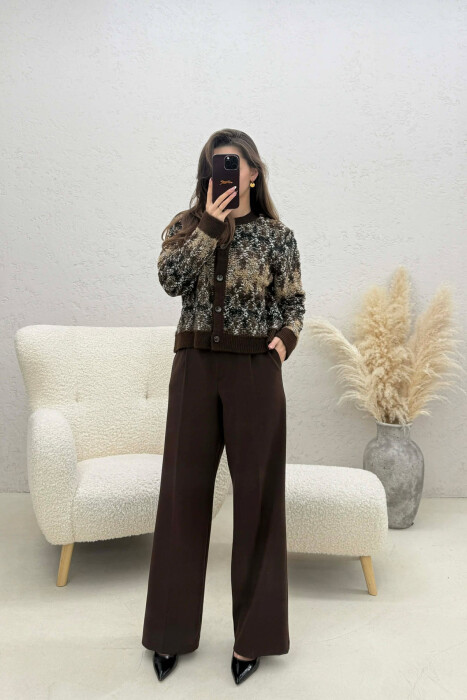 PULOVER E THURUR ME KOPSA PER FEMRA NE NGJYRE KAFE - 3