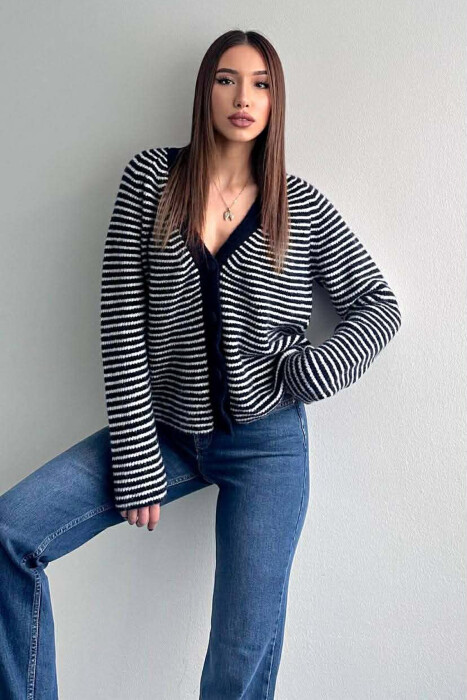 PULOVER ME JAKE V DHE ME DIZJAN ME VIJA PER FEMRA NE NGJYRE BLU - 2