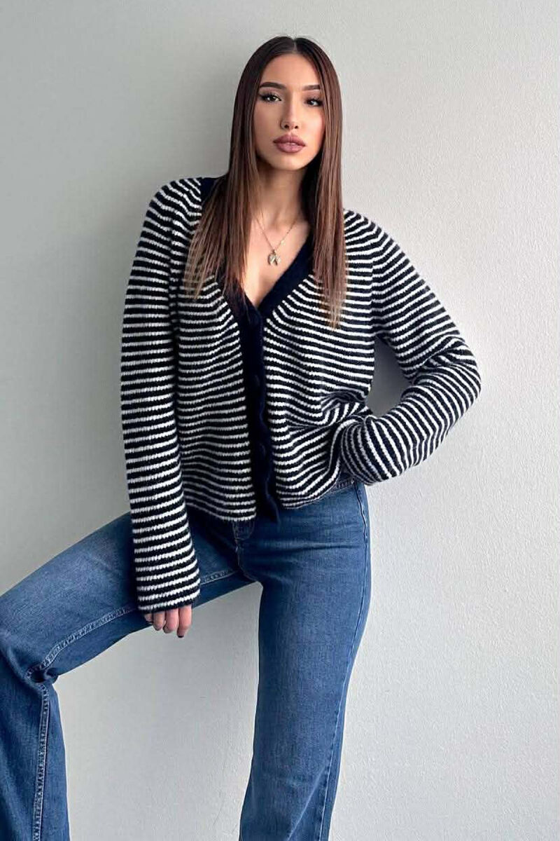 PULOVER ME JAKE V DHE ME DIZJAN ME VIJA PER FEMRA NE NGJYRE BLU - 2