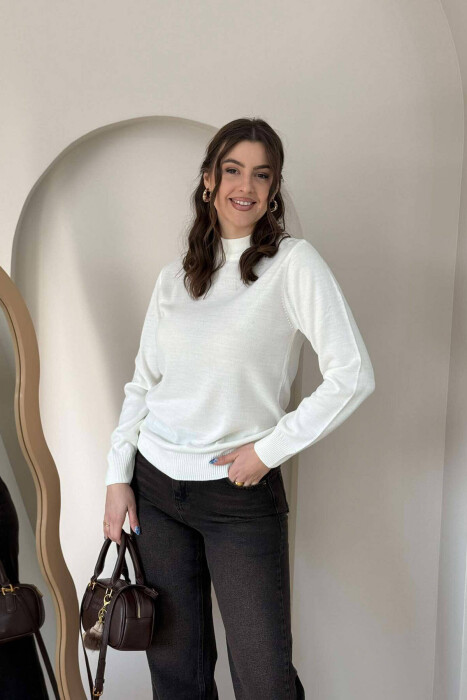 PULOVËR NJË NGJYRËSHE PËR FEMRA NË NGJYRËN E BARDHE - KLAUDIO FASHION