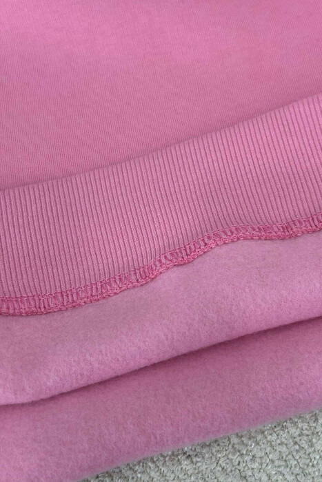 ROUND NECK HEART DETAIL WOMEN SWEATSHIRT PINK/ROZE - 4