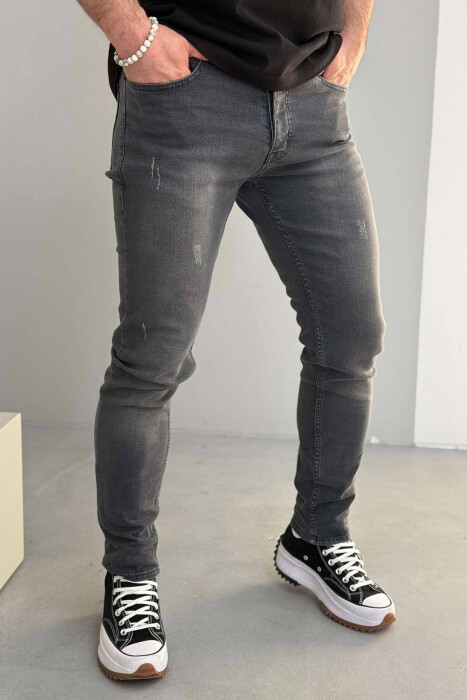 REGULAR FIT ONE COLOR MEN JEANS IN GREY COLOR - 2