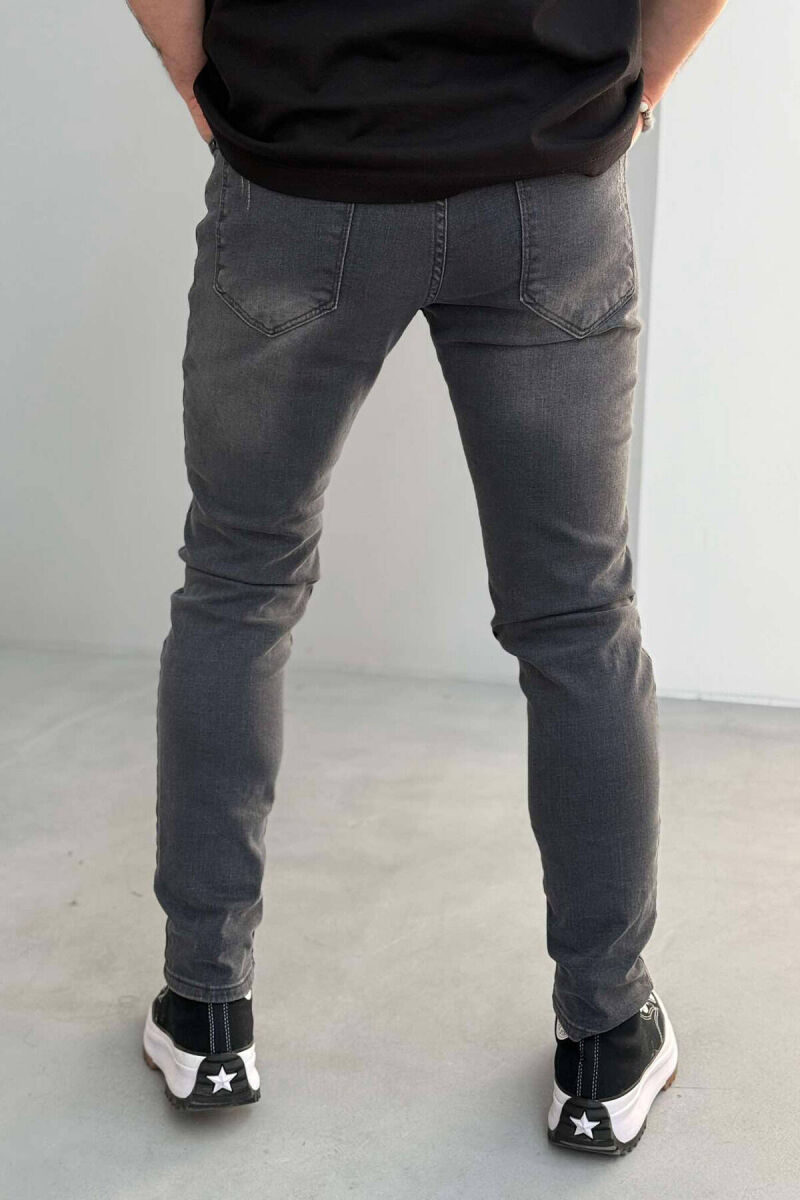 REGULAR FIT ONE COLOR MEN JEANS IN GREY COLOR - 3