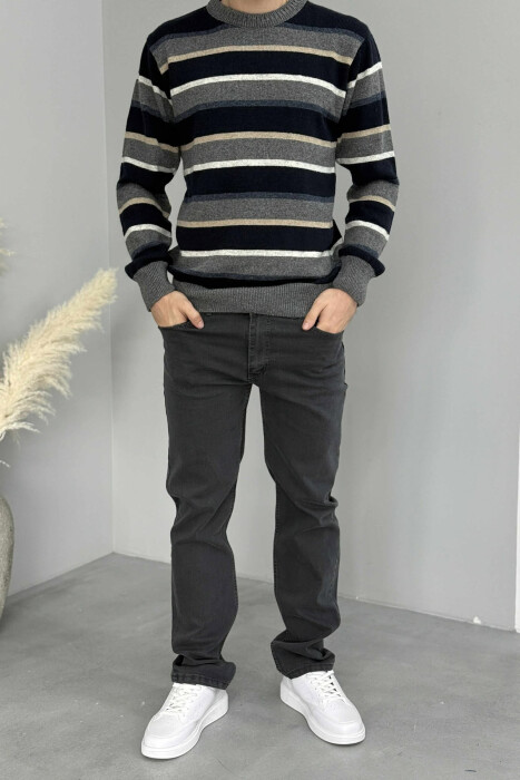 XHINSE TË THJESHTA NJË NGJYRËSHE PËR MESHKUJ NË NGJYRË GRI TË ERRËT - KLAUDIO FASHION