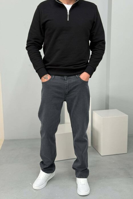 XHINSE TË THJESHTA NJË NGJYRËSHE PËR MESHKUJ NË NGJYRË GRI TË ERRËT - KLAUDIO FASHION