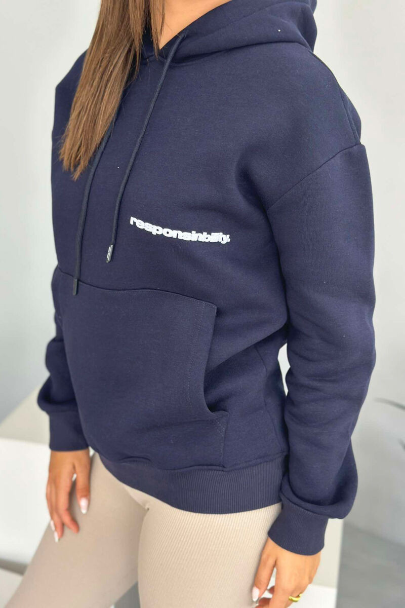 RESPONSINBILITY WOMAN HOODIE DARK BLUE/BEE - 4