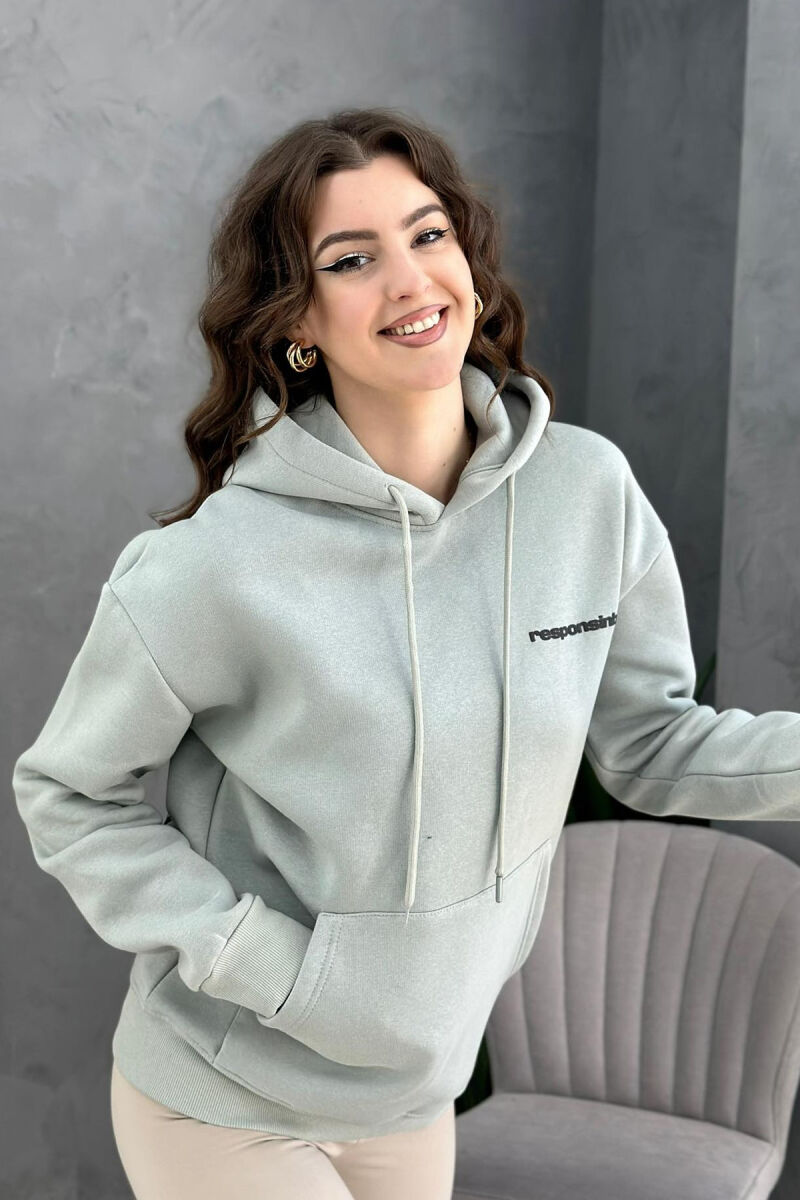 RESPONSINBILITY WOMAN HOODIE MINT/MENTE - 1