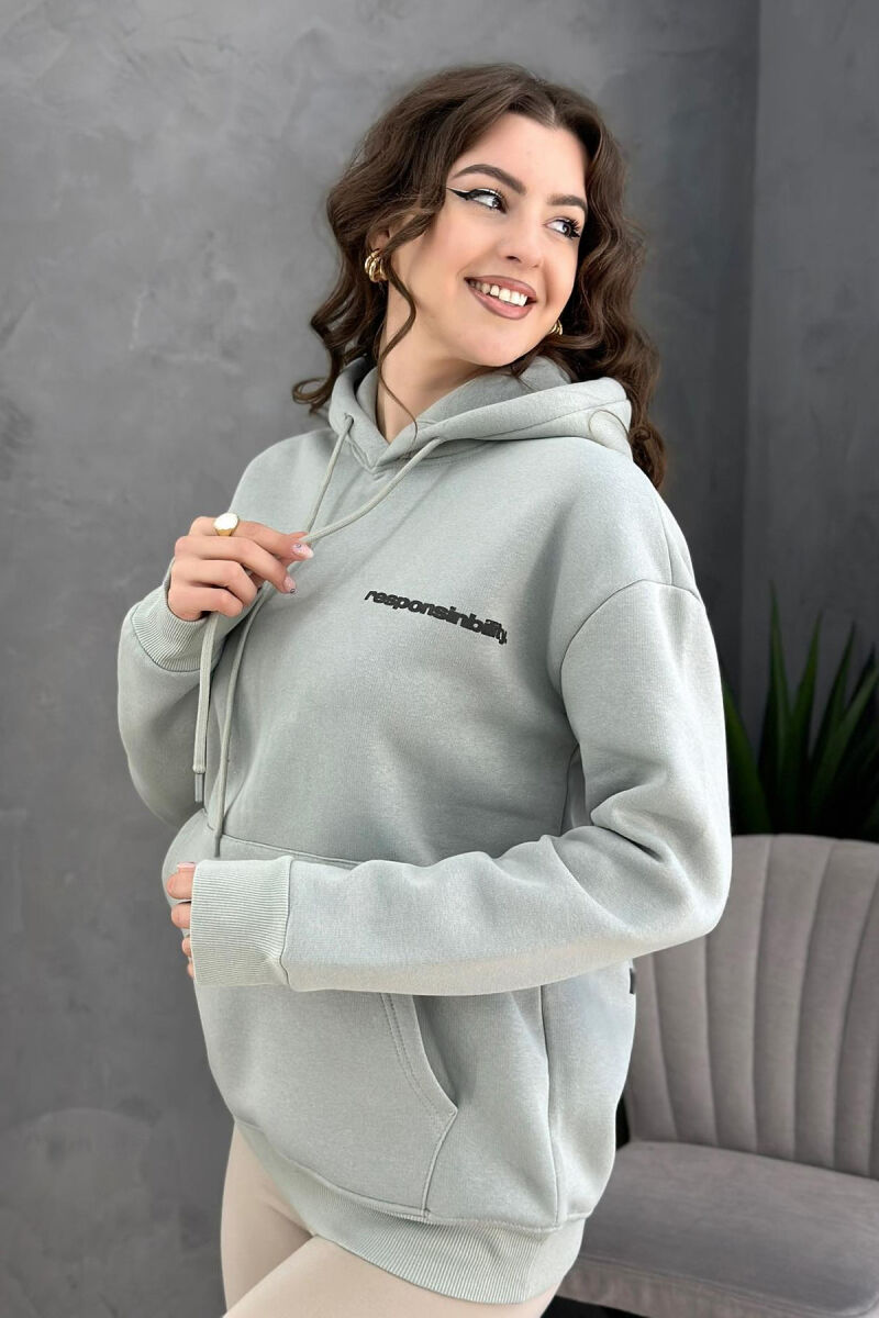 RESPONSINBILITY WOMAN HOODIE MINT/MENTE - 2