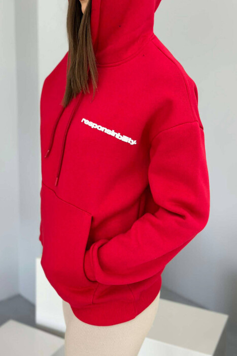 RESPONSINBILITY WOMAN HOODIE RED/E KUQE - 3