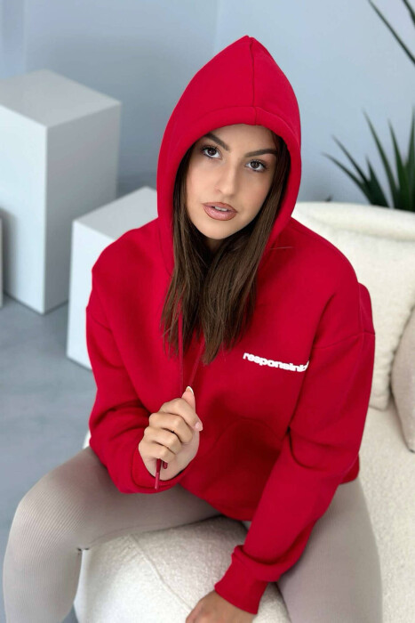 RESPONSINBILITY WOMAN HOODIE RED/E KUQE - 4