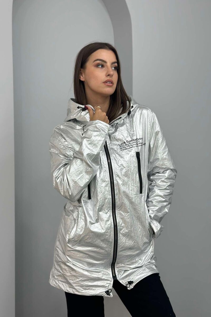 REVERSIBLE LONG WOMEN JACKET SILVER/ARGJEND - 5