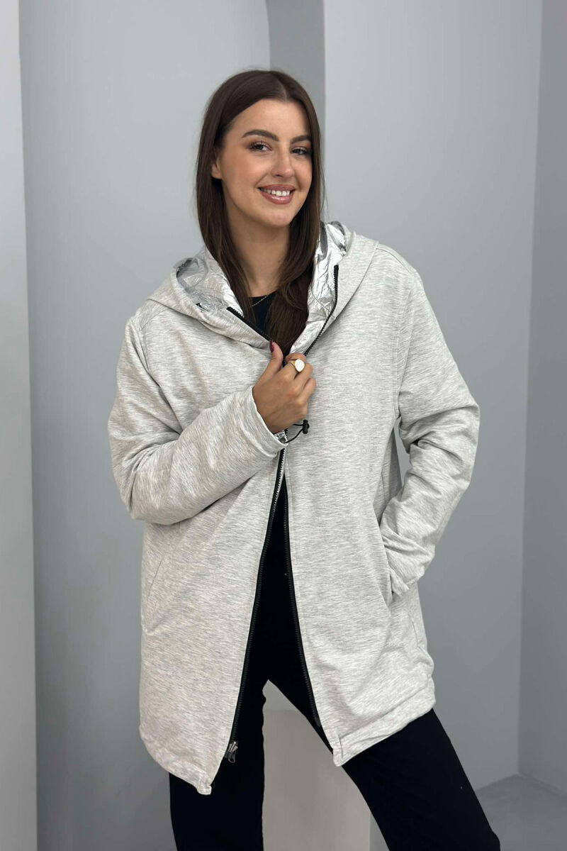 REVERSIBLE LONG WOMEN JACKET SILVER/ARGJEND - 6