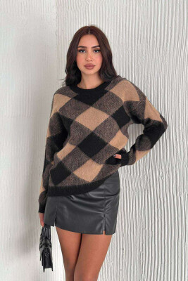 RHOMBUS DESIGN KNITTED WOMEN SWEATER MULTIPLE/SHNGJ 