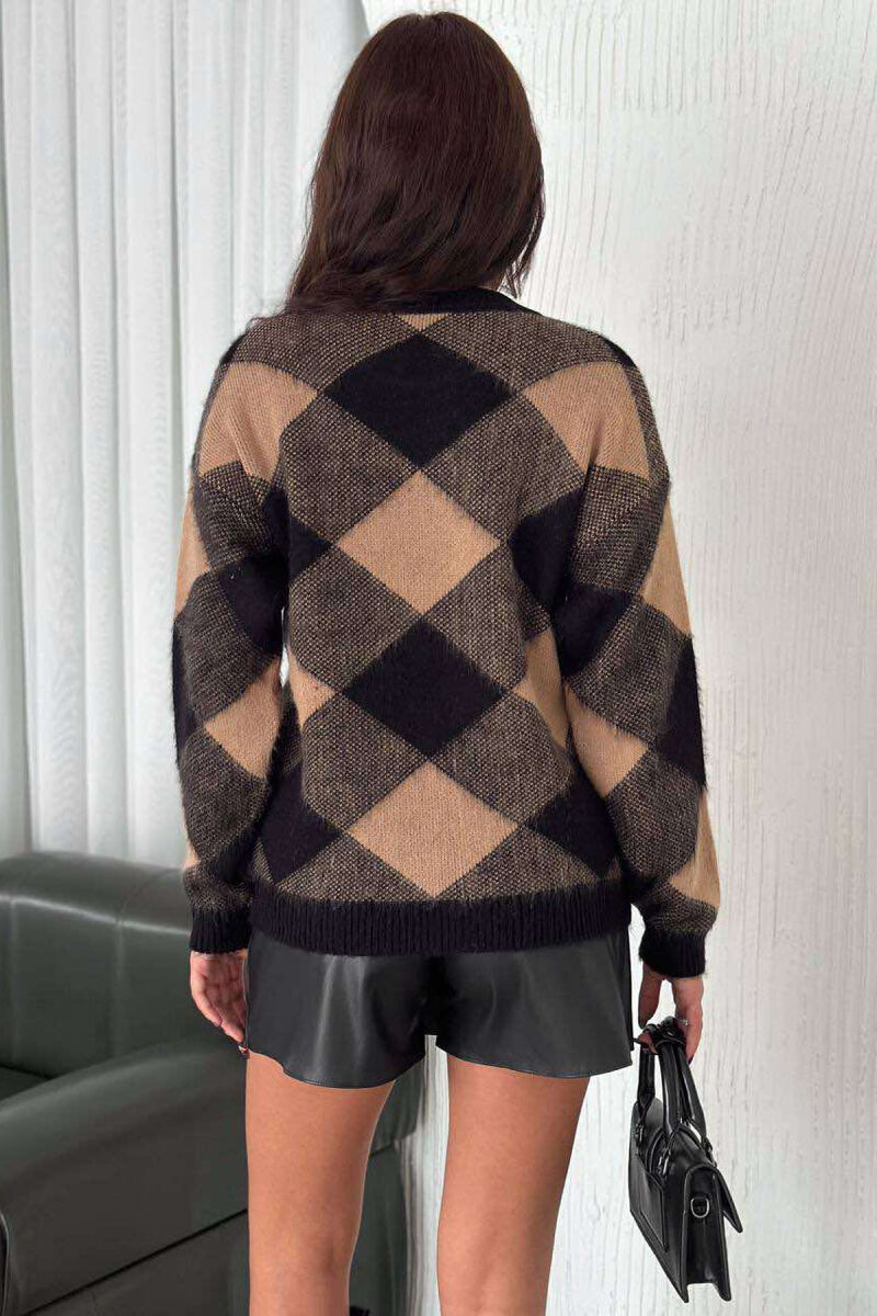 RHOMBUS DESIGN KNITTED WOMEN SWEATER MULTIPLE/SHNGJ - 2