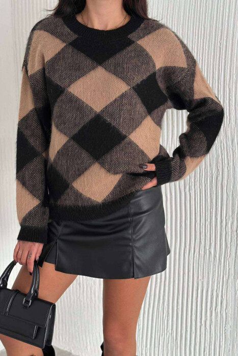 RHOMBUS DESIGN KNITTED WOMEN SWEATER MULTIPLE/SHNGJ - 6