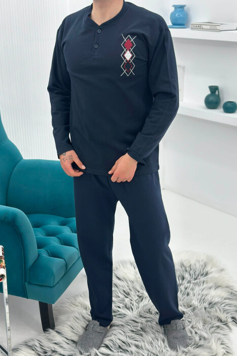 PIZHAME BLUZE ME LOGO ROMBESH + TUTA PER MESHKUJ NE NGJYRE BLU TE ERRET - KLAUDIO FASHION