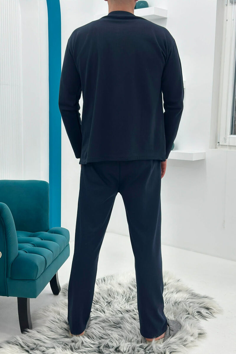 RHOMBUS LOGO SWEATSHIRT+SWEATPANTS MEN PYJAMAS DARK BLUE/BEE - 3