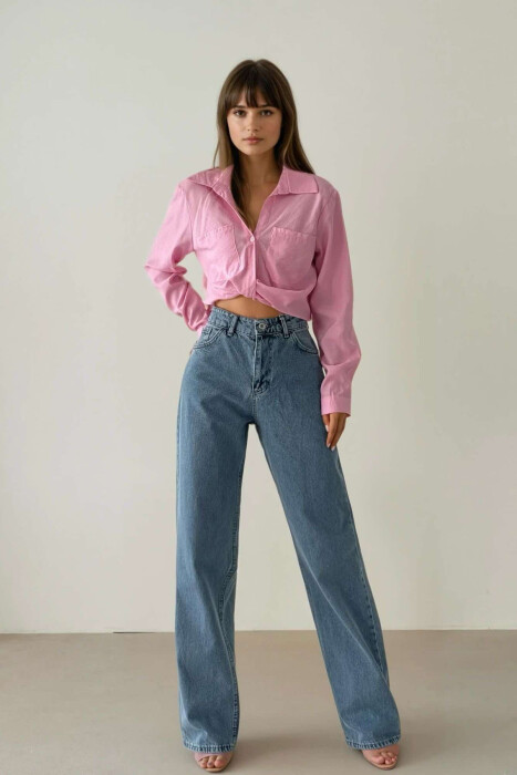 XHINSE ME DETAJIN E FJONGOS PËR FEMRA NË NGJYRËN BLU E ZBARDHUR - KLAUDIO FASHION